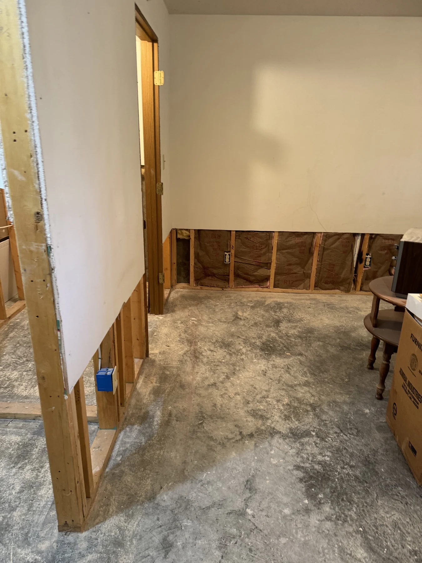 Structural framing exposed during a renovation